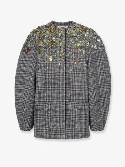 FENDI CHECK TWEED BLOUSON WITH FF BELT