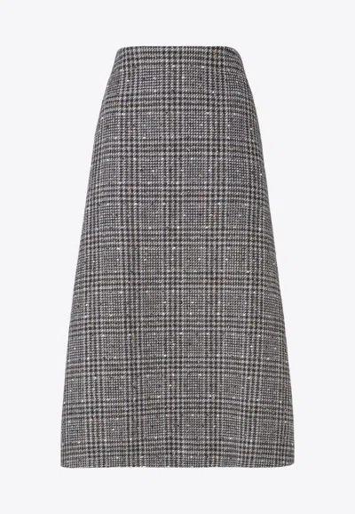 Fendi Women Check Tweed Skirt In Gray