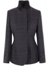 Fendi Tailored Blazer In Checked Wool In Grey