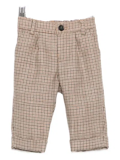 Fendi Babies' Checked Chinos In Brown