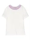 Fendi Checked-collar Short-sleeve T-shirt In White
