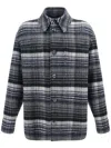 Fendi Checked Virgin Wool Overshirt Withdouble Breast Pocket In Grey