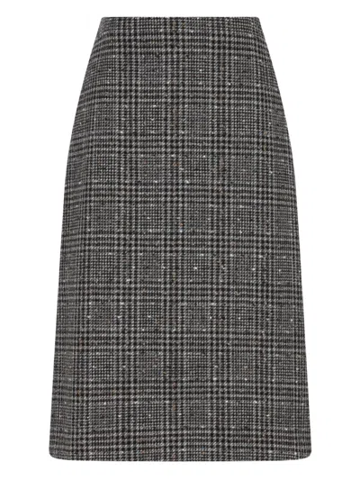 Fendi Women Check Tweed Skirt In Gray
