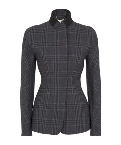 Fendi Checked Wool Suit Coat In Black
