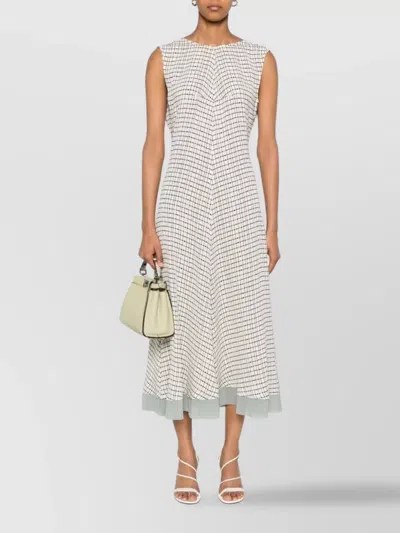 FENDI CHECKERED PATTERN SILK MIDI DRESS