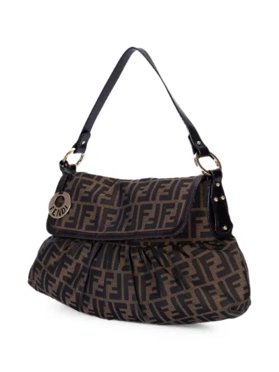 Pre-owned Fendi Chef Ff Shoulder Bag In Brown
