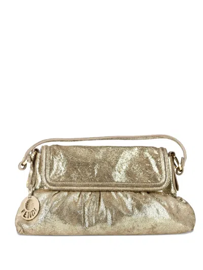 Pre-owned Fendi Chef Metallic Shoulder Bag In Gold