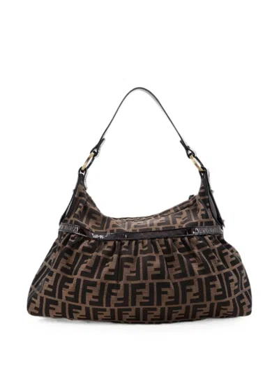 Pre-owned Fendi Chef Zucca Canvas Large Hobo Bag In Brown