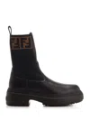 Fendi Domino Leather Ankle Boots In Black