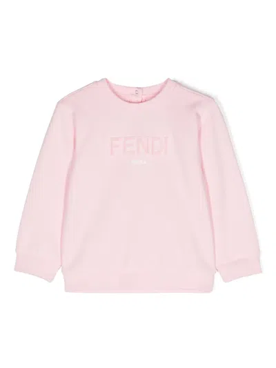 Fendi Babies' Chenille-logo Sweatshirt In 粉色