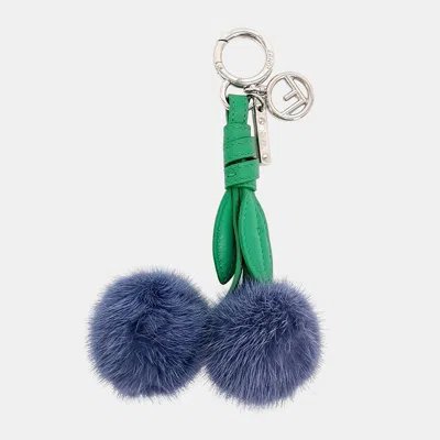 Pre-owned Fendi Cherry Fur Keychain And Bag Charm In Multi