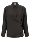 Fendi Silk Ff Jacquard Crossover Shirt In Black