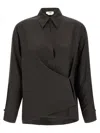 Fendi Silk Ff Jacquard Crossover Shirt In Brown