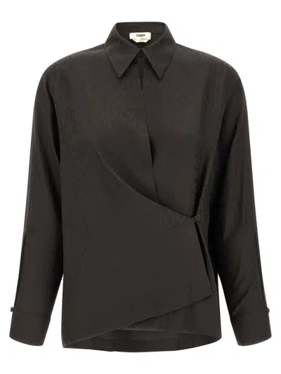 Fendi Chess Ff Shirt And Blouse Brown In Black