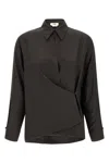 Fendi Silk Ff Jacquard Crossover Shirt In Black