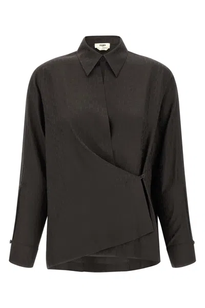 Fendi 'chess Ff' Shirt In Brown