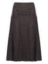 Fendi Women Midi Ff Jacquard Silk Skirt In Brown