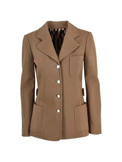 Pre-owned Fendi Chest-pocket Blazer In Brown