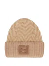 Fendi Brown Chevron Alpaca Beanie Women In Neutral