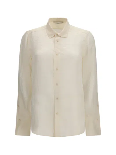 Fendi Chevron Jacquard Silk Shirt In Neutral