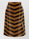 Fendi Chevron Pattern High Waist Leather Skirt In Brown