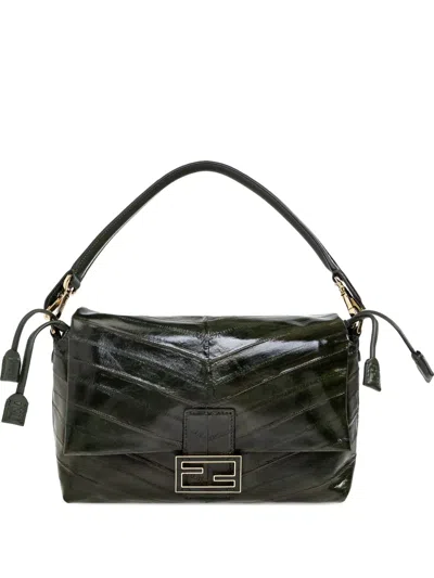 Fendi Chevron Shoulder Bag In Green
