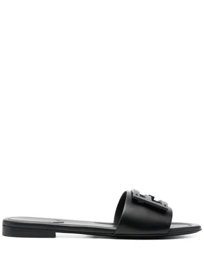Fendi Wide-band Slide Sandals With Ff Baguette Motif In Blue