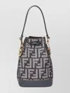 Fendi Mon Tresor Denim-effect Ff Jacquard Mini Bucket Bags In Gray
