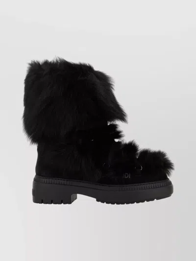 FENDI CHIC FUR AND SUEDE ANKLE BOOTS