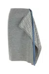 Fendi Wool Blend Skirt With Asymmetric Hem And Elasticated Waistband In Gray