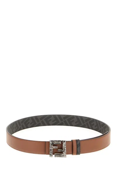 Fendi Chocolate Leather Reversible Belt