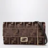 Fendi Chocolate Velvet Wallet On Chain Baguette Women In Brown