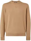 Fendi Embossed-logo Wool Sweater In Brown