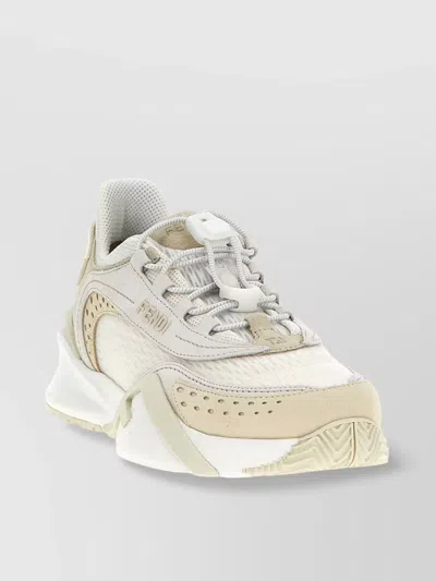 Fendi Chunky Sole Mesh Panels Sneakers In White
