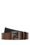Fendi Squared Ff Reversible Belt In Brown