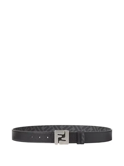 Fendi Square Ff Reversible Belt In Black