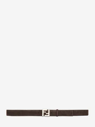 Fendi Squared Ff Belt In Brown