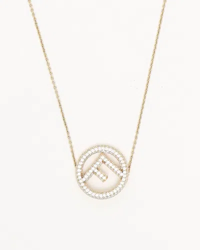Fendi Circle F Rhinestone Necklace In Gold