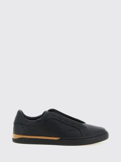 Fendi City Calfskin Slip-on Sneakers With Jacquard Logo In Black