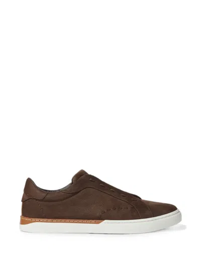 Fendi Stylish Embellished Band Sneakers For Men In Burgundy