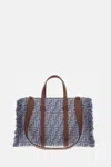 Fendi Summer Tote Ff Jacquard Fabric Shoulder Bag With Fringes