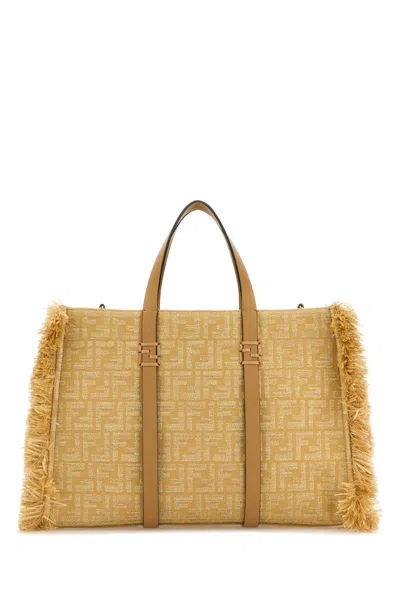 Fendi City Tote  Paglia Ff/vite In Nude