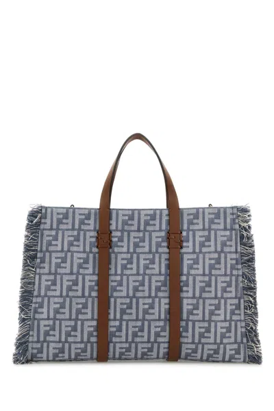 Fendi City Tote  Tessuto Ff Qb4 In Gray