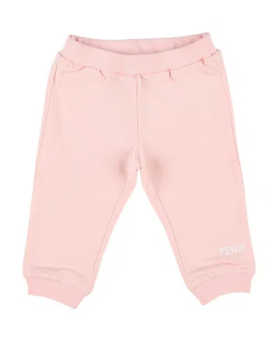 Fendi Classic Cotton Track Pants In Nude