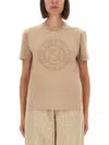 Fendi Classic Crew Neck T-shirt With Embossed Logo Detail In Neutral