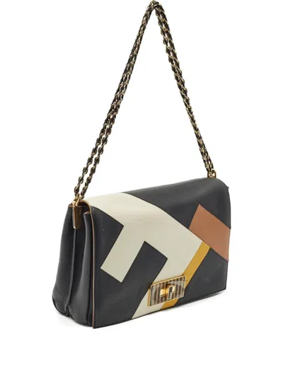Pre-owned Fendi Claudia Leather Shoulder Bag In Black