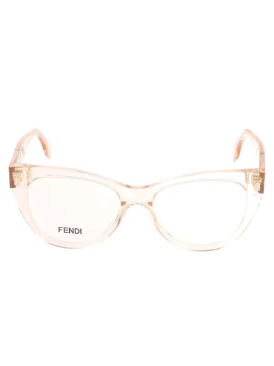 Fendi Clear Frame Round Lense Glasses In Brown