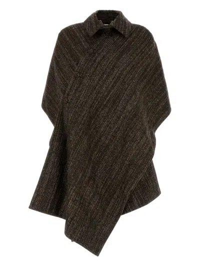 Fendi Cloak Tweed Cape In Brown