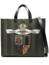 Fendi Structured Tote Bag With Detachable Strap And Top Handles In Green