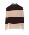 Fendi Knitted Cotton Polo Shirt With Brown And Beige Stripes In Brown